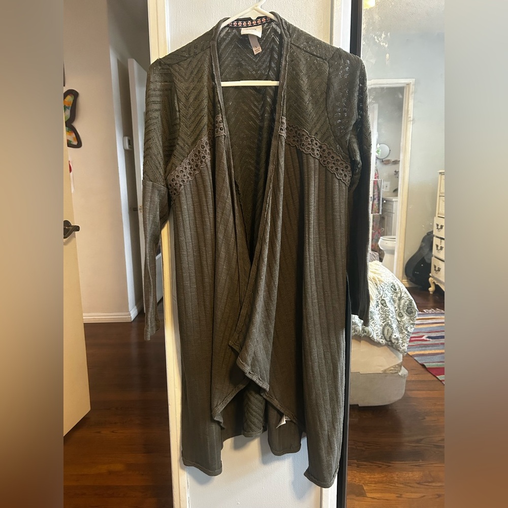 Knox Rose Olive Green Lace Cardigan